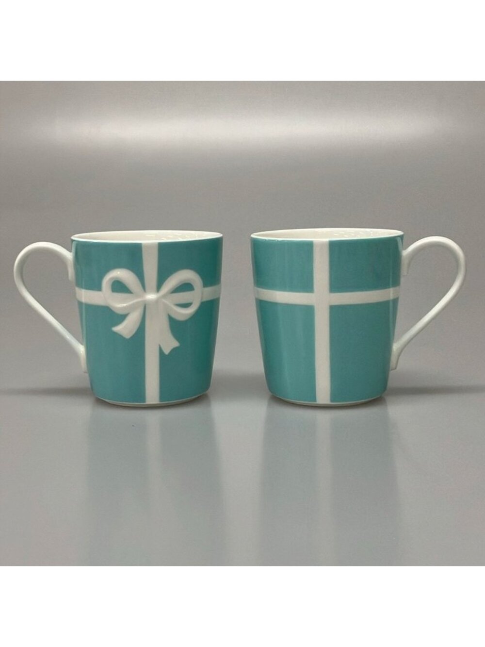 Tiffany & Co Qaany& Tableware Blue Bow White Mug 2 Point Ribbon